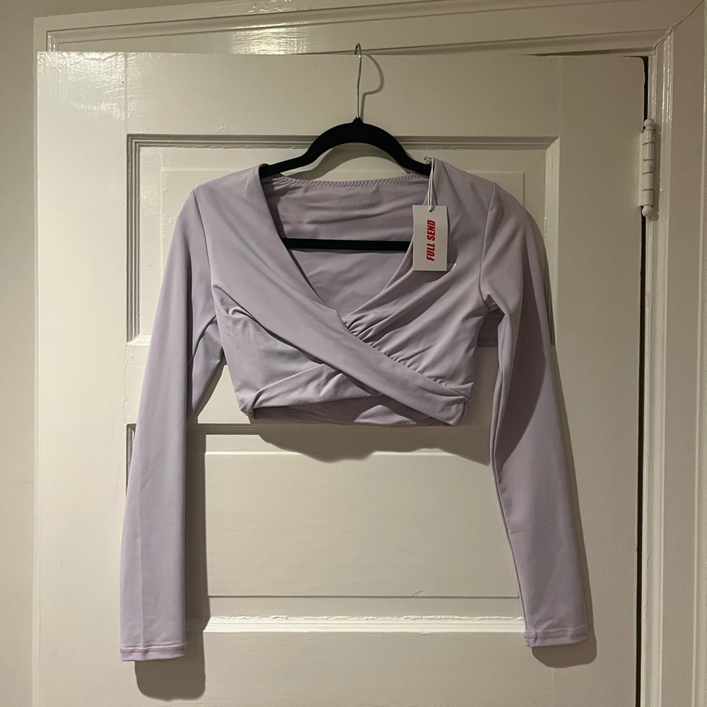 Long sleeve purple workout top